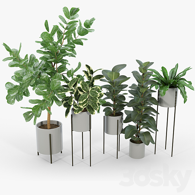 Dundee Light Gray Planters with Stands 3DS Max Model - thumbnail 2