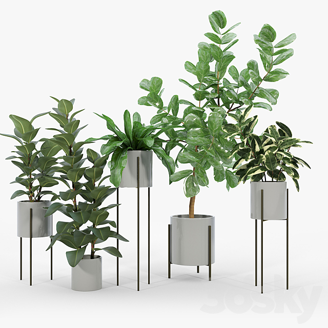 Dundee Light Gray Planters with Stands 3DS Max Model - thumbnail 3