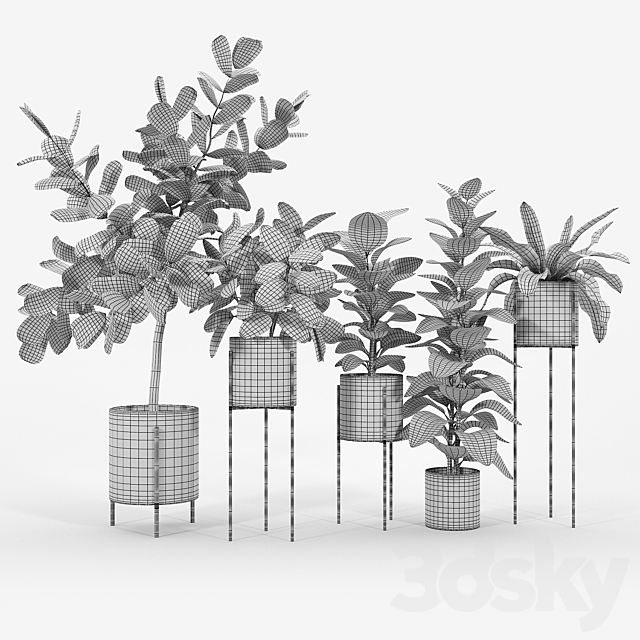 Dundee Light Gray Planters with Stands 3DS Max Model - thumbnail 5