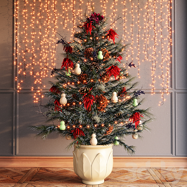 Festive Christmas Tree 3DS Max - thumbnail 1