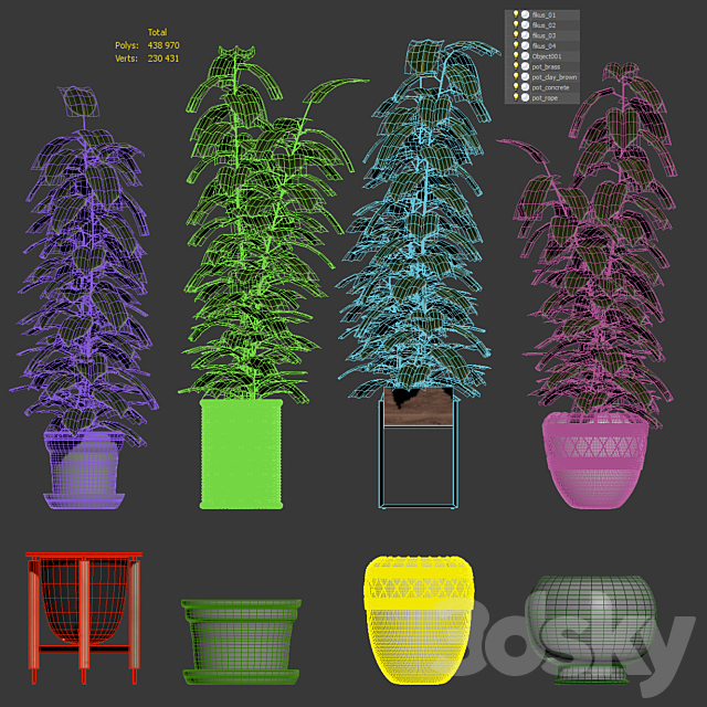 Ficuses in pots 3DSMax File - thumbnail 4