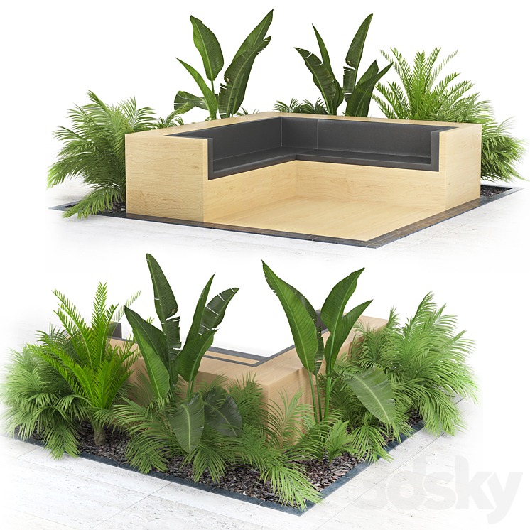 Flowerbed_Palm 3DS Max - thumbnail 1