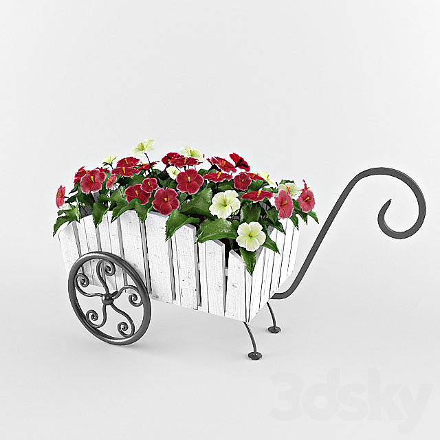 flowers in a wheelbarrow 3ds Max - thumbnail 1