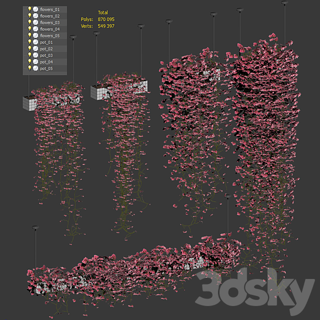 Flowers on the shelves. 5 models 3DSMax File - thumbnail 4