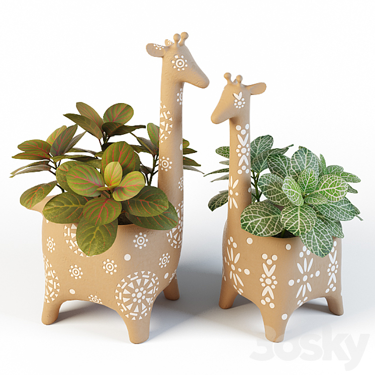 Giraffe Pots and Fittonia 3DS Max - thumbnail 1