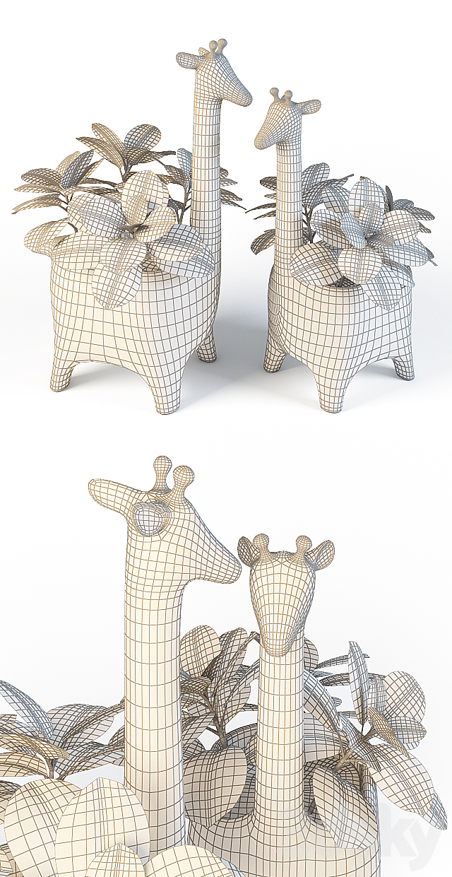 Giraffe Pots and Fittonia 3DSMax File - thumbnail 3