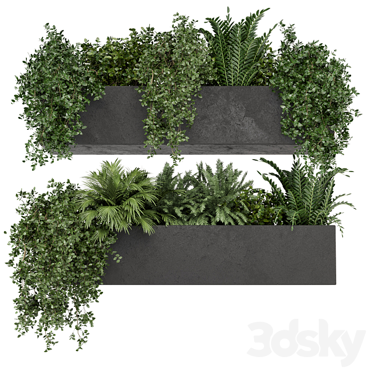 Hanging Plants in rusty Concrete Pot – Set 589 3DS Max Model - thumbnail 3