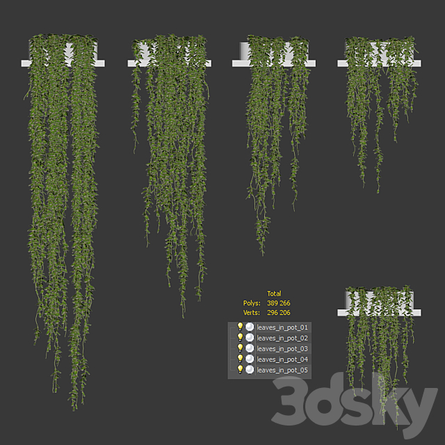 Hanging plants on the shelves. 5 models 3DS Max Model - thumbnail 3