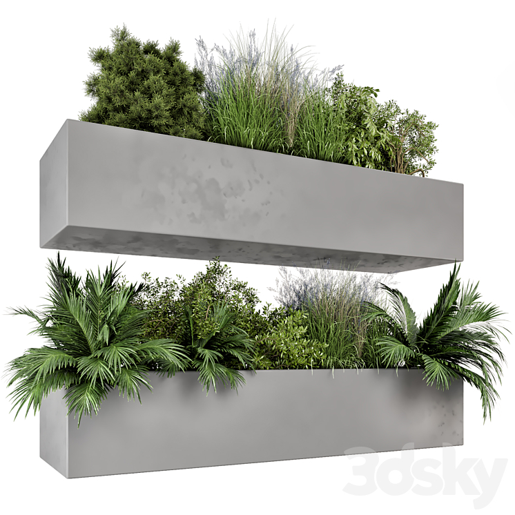 Hanging Plants Set in Gray Pot – Set 717 3DS Max - thumbnail 1