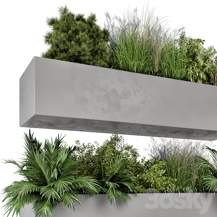 Hanging Plants Set in Gray Pot – Set 717 3DS Max - thumbnail 2