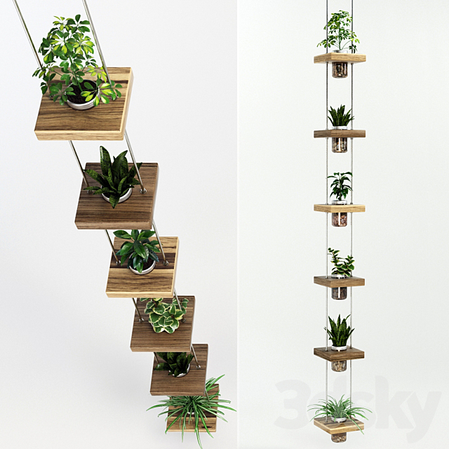 Hanging shelf with flowers 3DSMax File - thumbnail 1