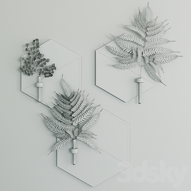 Hexagon plant hanger with fern sprigs by WoodaHome 3DS Max Model - thumbnail 2