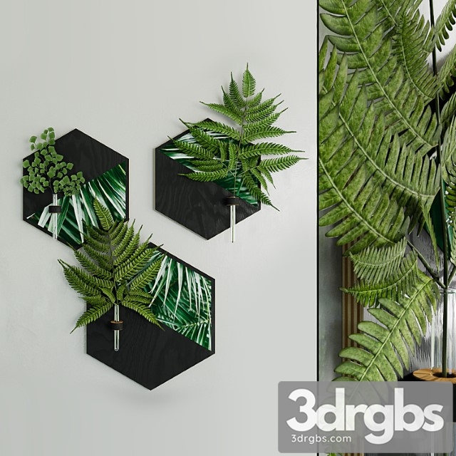 Hexagon plant hanger with fern sprigs by woodahome - thumbnail 1