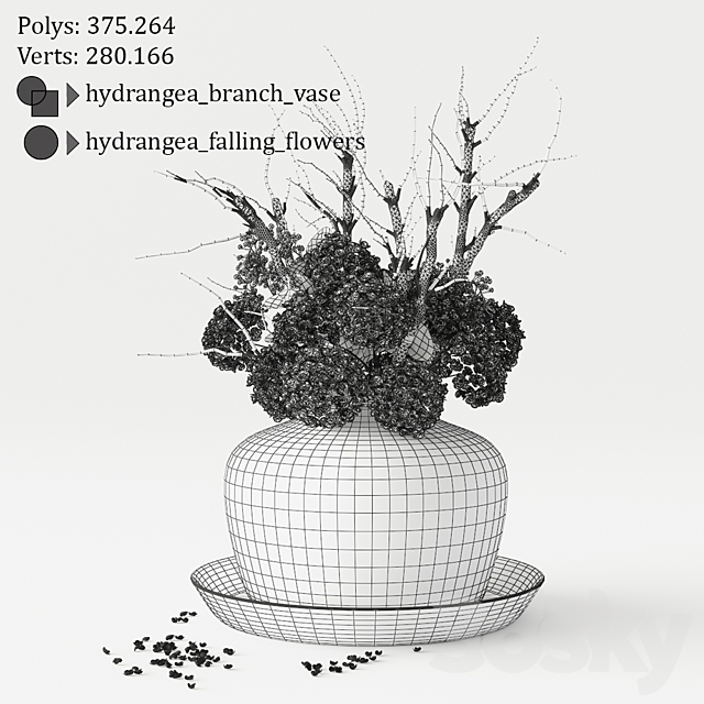 Hydrangea Vase 3DS Max Model - thumbnail 3