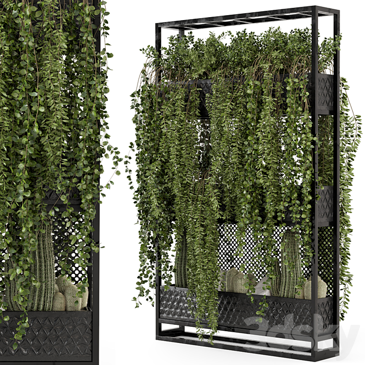 Indoor Hanging Plants in Metal Stand – Set 440 3DS Max Model - thumbnail 1