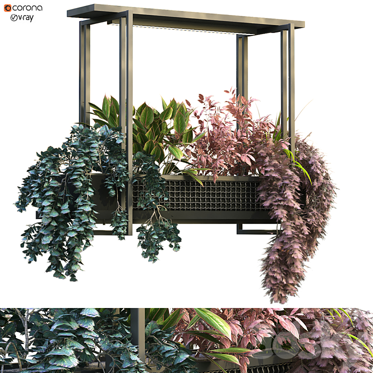 indoor metal plant box set 196 3DS Max Model - thumbnail 1