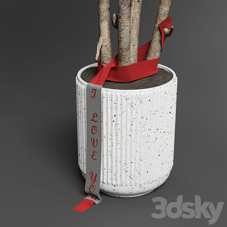 Indoor outdoor plant 111 pot friendship-love tree concrete vase 3DS Max - thumbnail 2