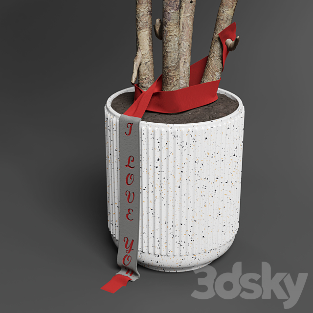 Indoor outdoor plant 111 pot friendship-love tree concrete vase 3DSMax File - thumbnail 2