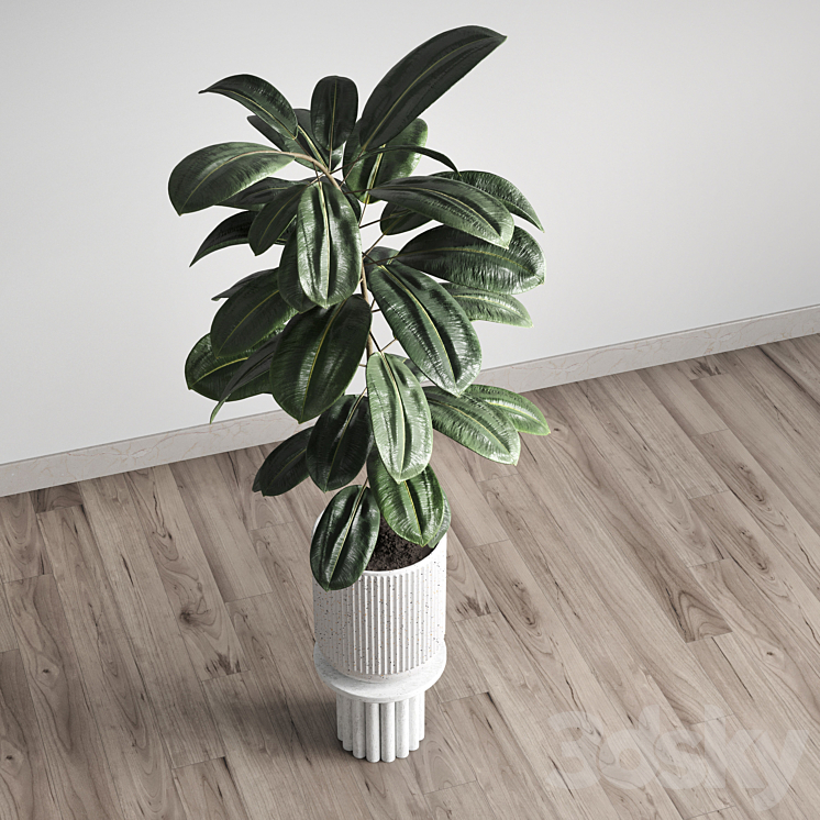 Indoor plant 79 pot plant concrete vase 3DS Max Model - thumbnail 2