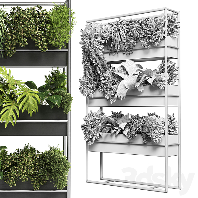 Indoor Plant Plant Stand Metal Vase 02 3DS Max Model - thumbnail 4