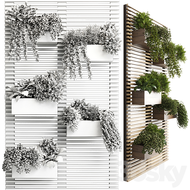 Indoor plant-plant stand wood vase 03 3DSMax File - thumbnail 5