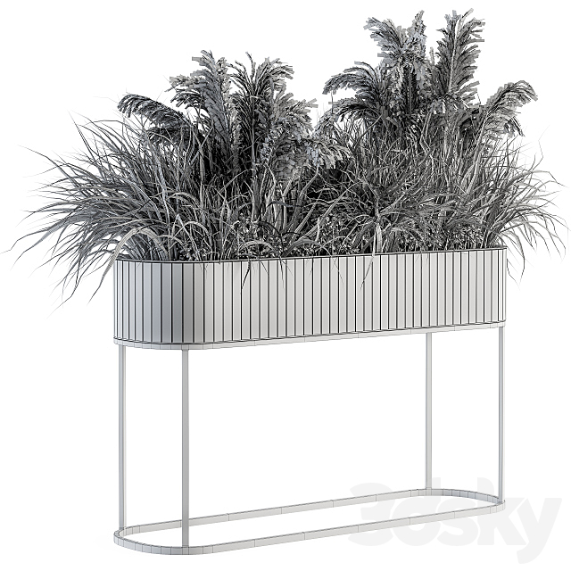 indoor Plant Set 122- Dried Plants in Wood Stand 3DS Max Model - thumbnail 5