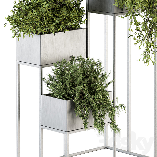 indoor Plant Set 213 – Silver Plant Stand 3DSMax File - thumbnail 3