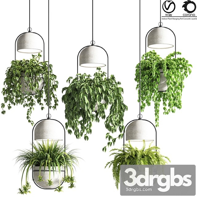 Indoor Plants Hanging Pot Concrete Vase 02 - thumbnail 1