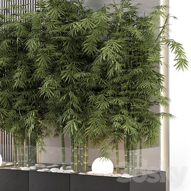 Indoor Wall Bamboo Garden in Concrete Base – Set 1529 3DS Max Model - thumbnail 3