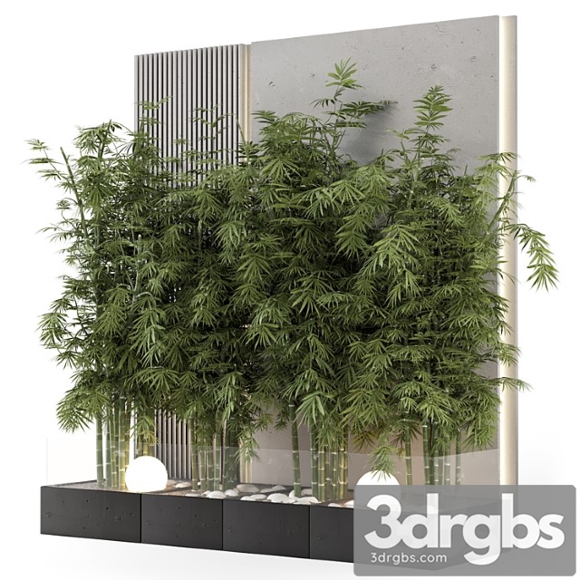 Indoor wall bamboo garden in concrete base – set 1529 - thumbnail 1