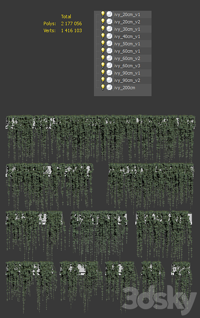 Ivy for shelves. 11 models 3DSMax File - thumbnail 3