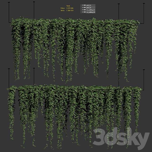 Ivy hanging from the ceiling. 2 models 3DS Max Model - thumbnail 3