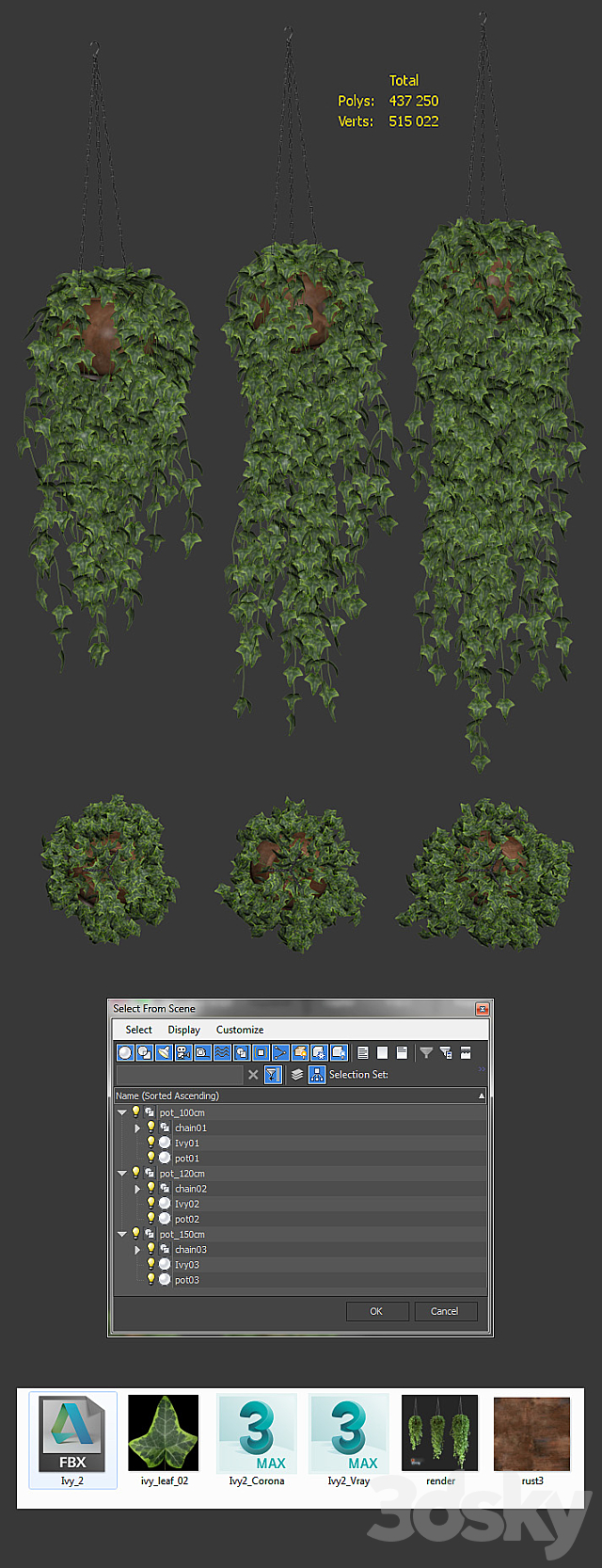 Ivy in a pot on the circuit 3DSMax File - thumbnail 3