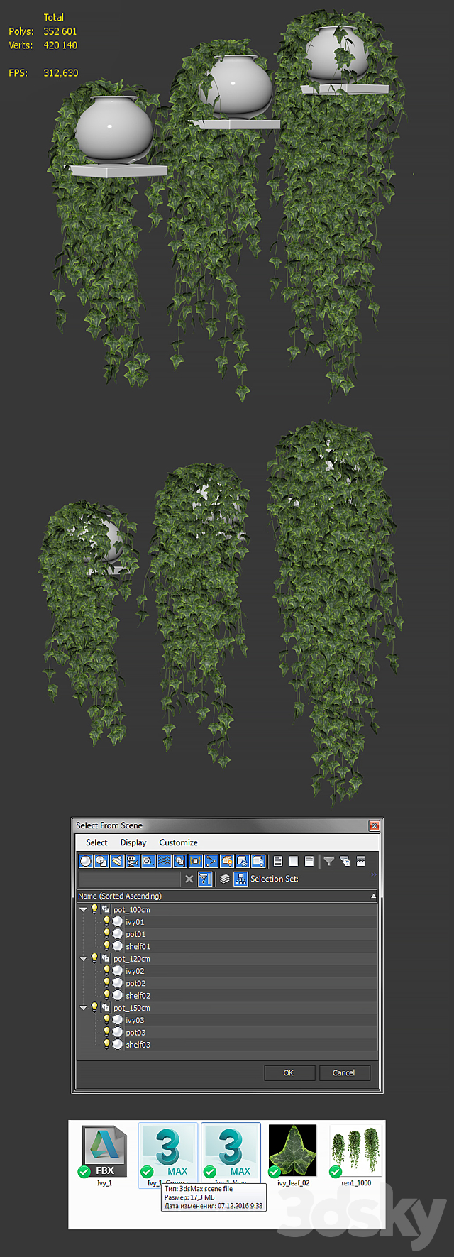 Ivy in pot v4. 3 products 3DSMax File - thumbnail 3