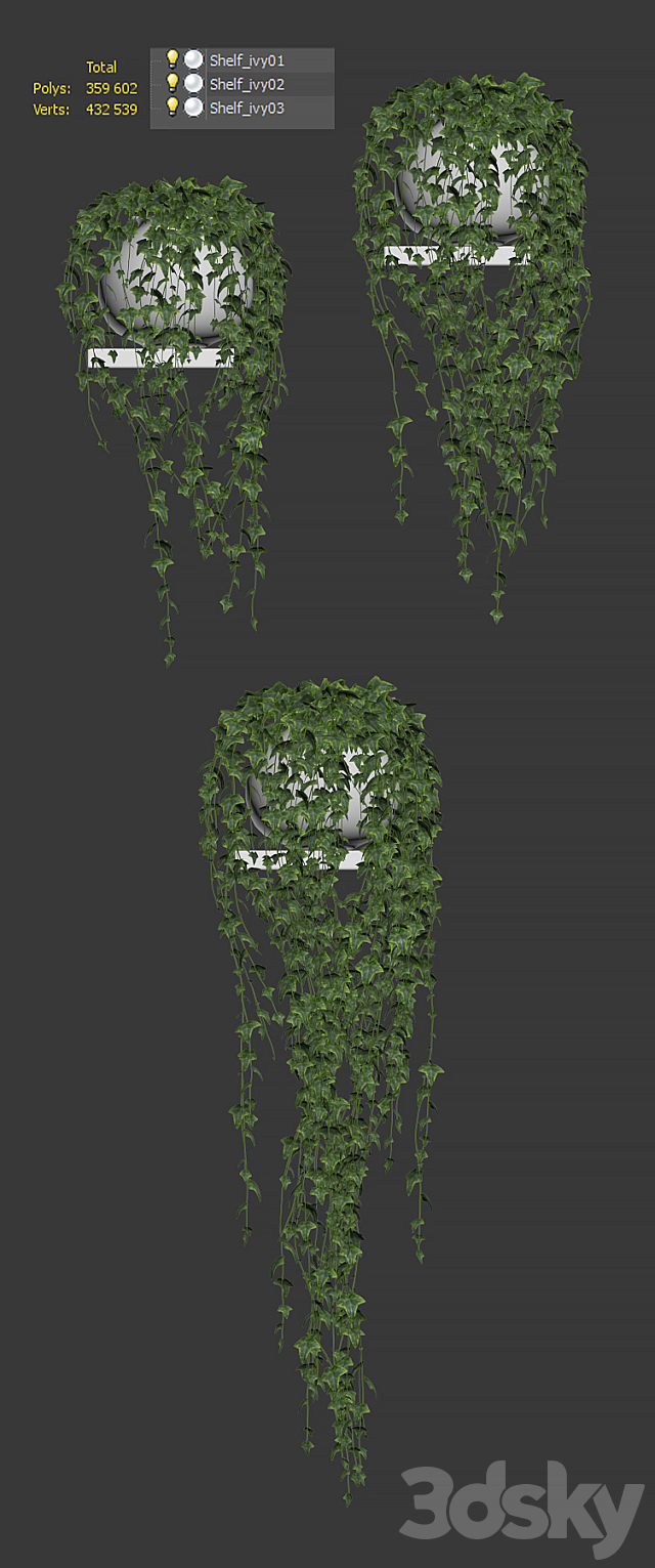 Ivy on a shelf in a pot 3DSMax File - thumbnail 3