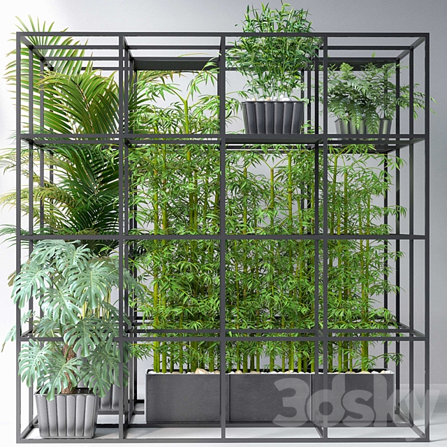 JC Wall Grid Plants Pot 7 3ds Max - thumbnail 1