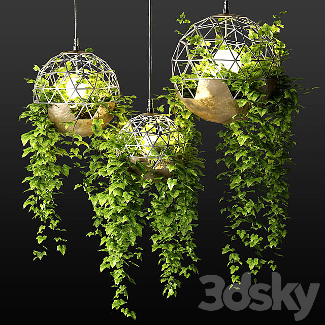 Lamps with hanging plants | The Lighters with a hanging plants 3DSMax File - thumbnail 1