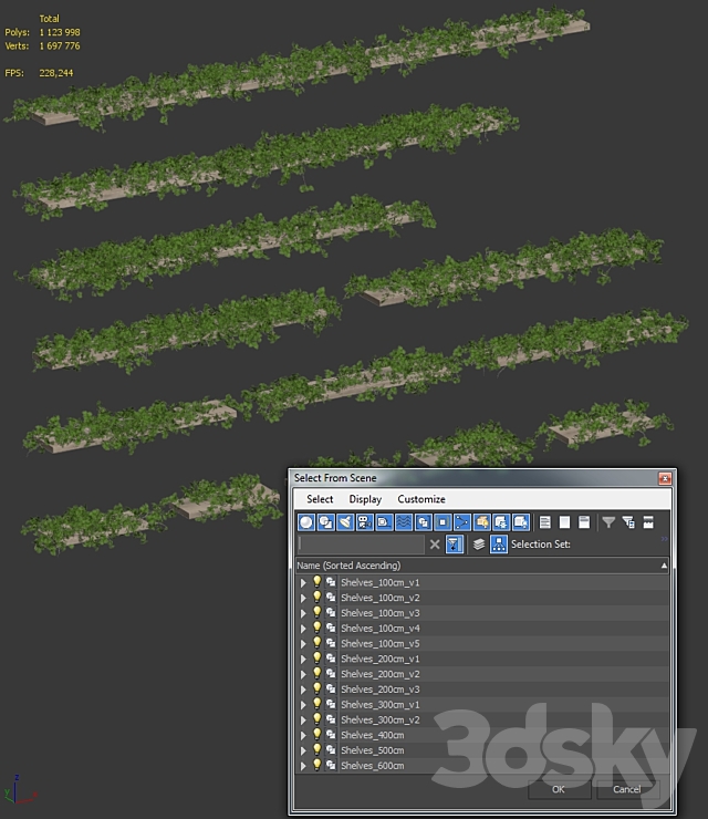 Leaves shelf. 13 species 3DSMax File - thumbnail 3