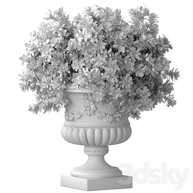 Magnolia flowers Bouquet in a classic vase pot flowerpot for decoration.Indoor interior Plant 3ds Max - thumbnail 3