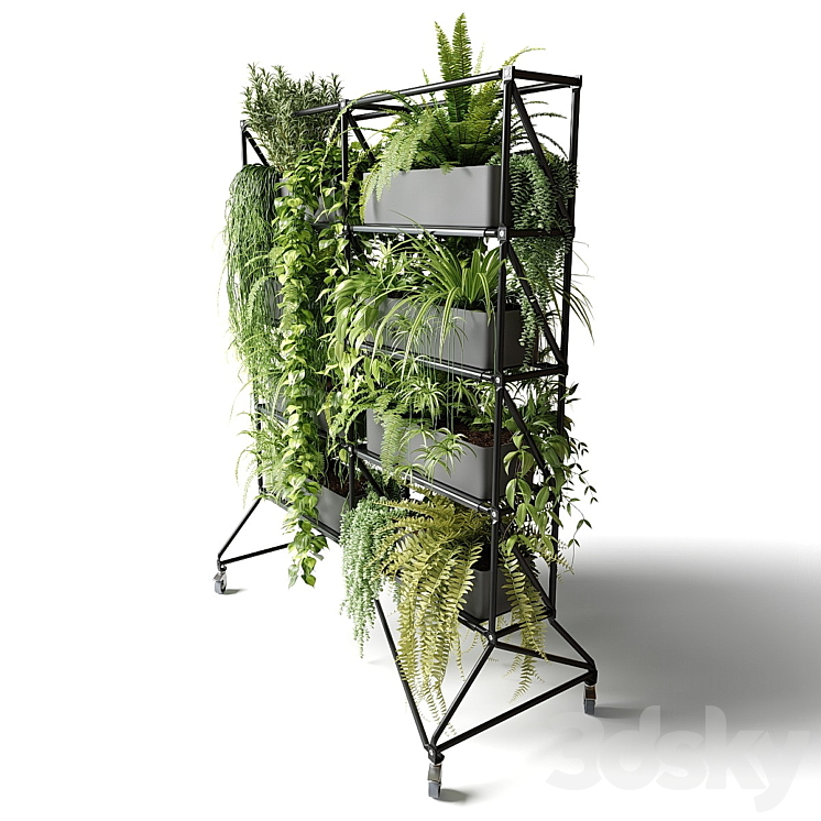 Mobile rack with plants 3DS Max - thumbnail 2