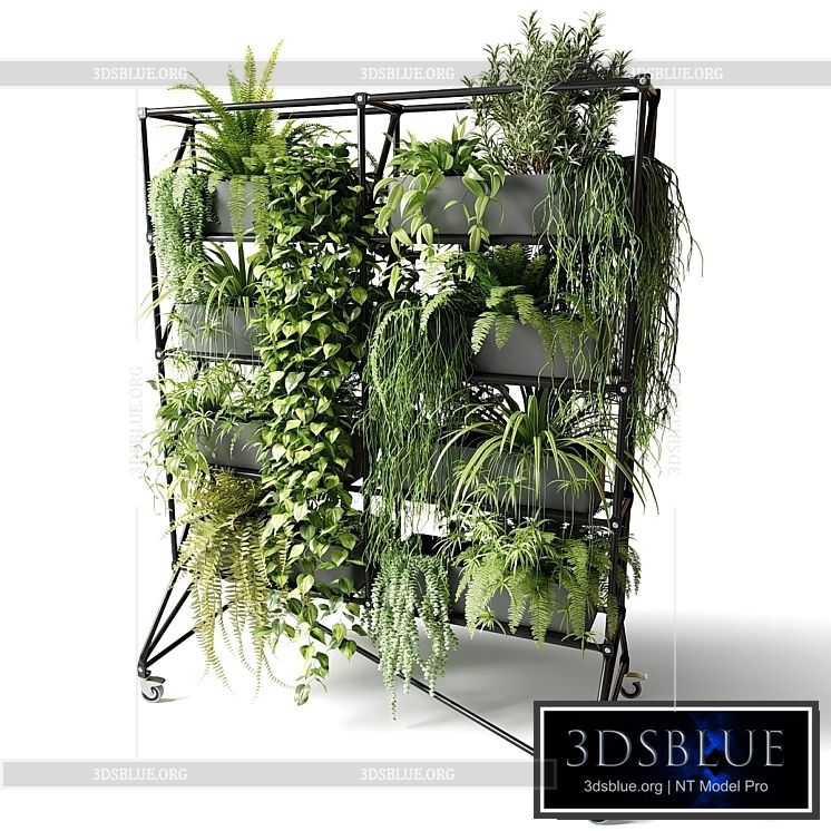 Mobile rack with plants 3DS Max - thumbnail 3