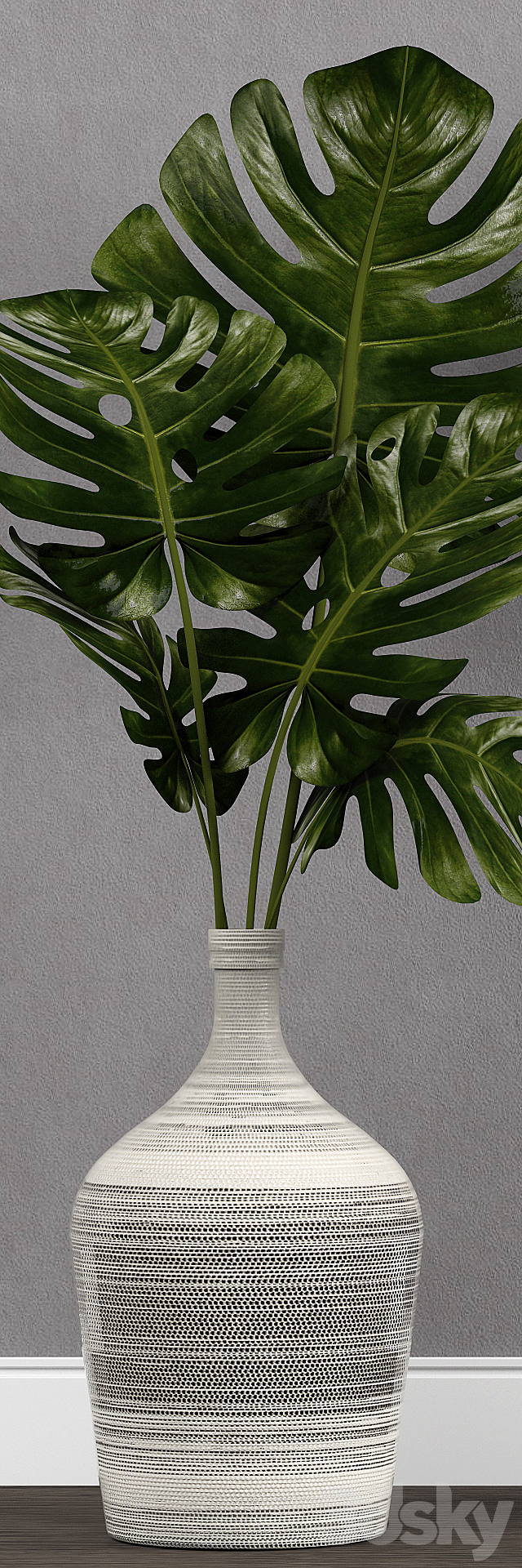 Monstera leaf in vase 3DSMax File - thumbnail 2