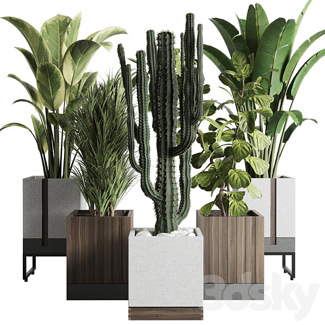 Plant box_Indoor outdoor plant 163 wooden and concrete dirt vase box pot palm cactus Collection 3DSMax File - thumbnail 1