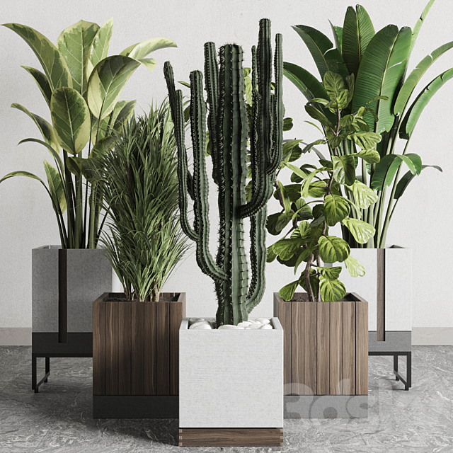 Plant box_Indoor outdoor plant 163 wooden and concrete dirt vase box pot palm cactus Collection 3DSMax File - thumbnail 2