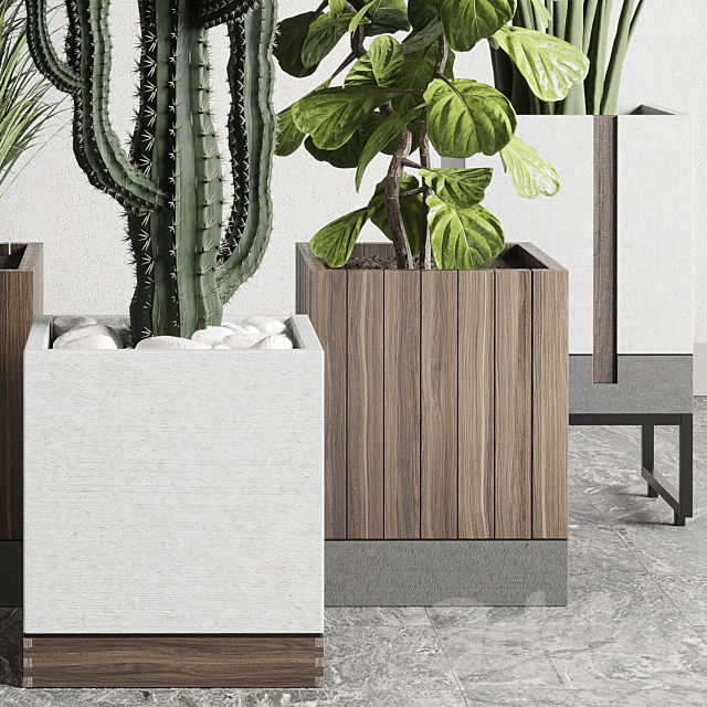 Plant box_Indoor outdoor plant 163 wooden and concrete dirt vase box pot palm cactus Collection 3DSMax File - thumbnail 5