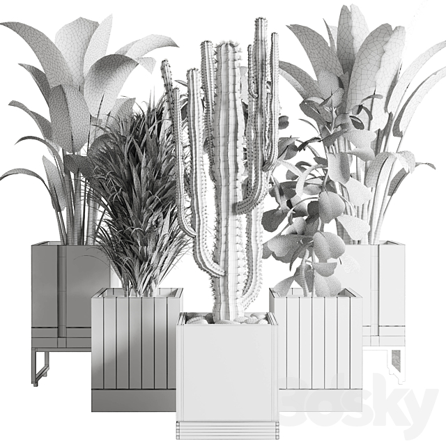 Plant box_Indoor outdoor plant 163 wooden and concrete dirt vase box pot palm cactus Collection 3DSMax File - thumbnail 7