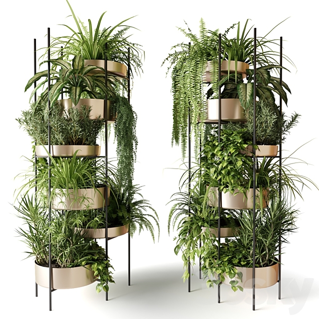 Planter bookcase with plants 3ds Max - thumbnail 2