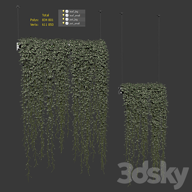 Plants in hanging pots. 2 models 3DSMax File - thumbnail 3