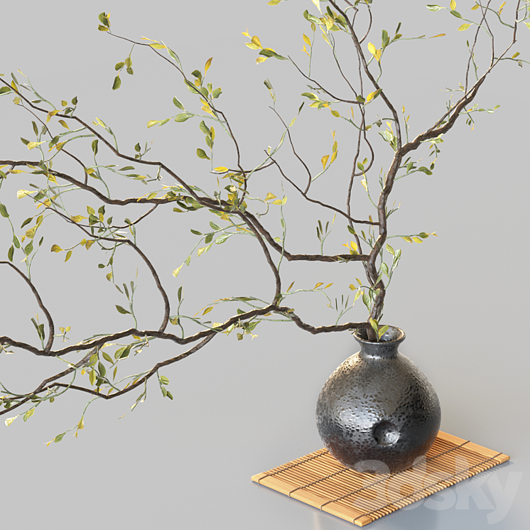 Plum branch in flower arrangement vase 3DS Max - thumbnail 2