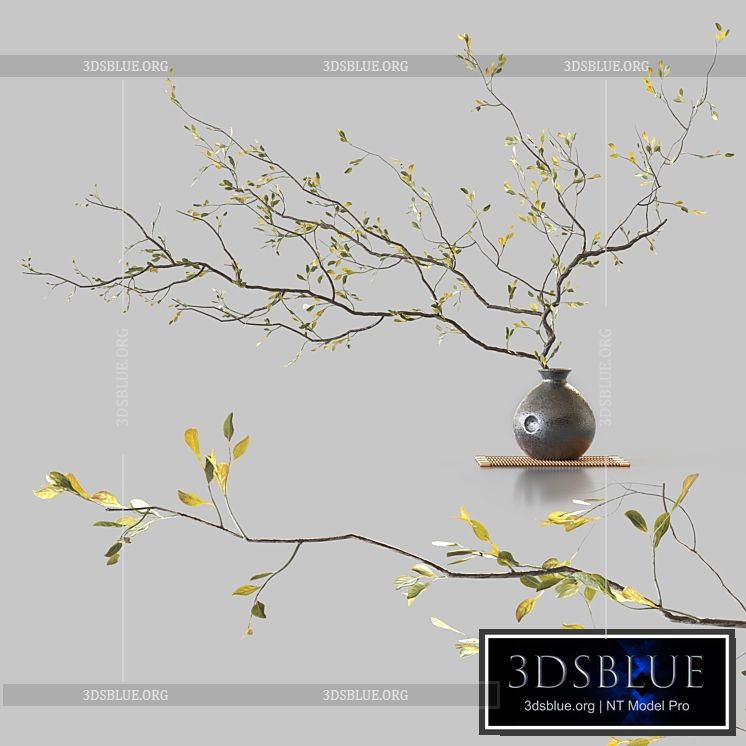 Plum branch in flower arrangement vase 3DS Max - thumbnail 3